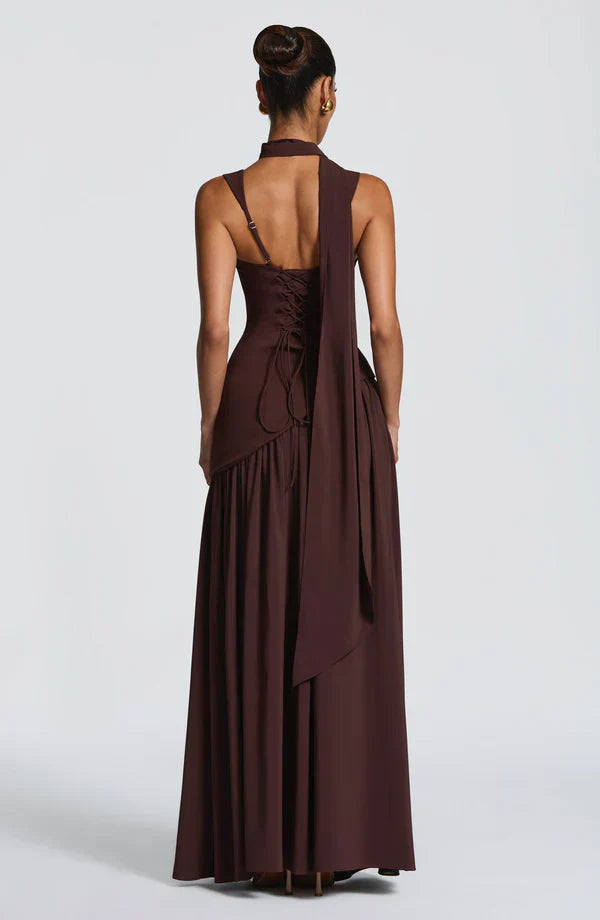 Vestido largo con efecto lacado
