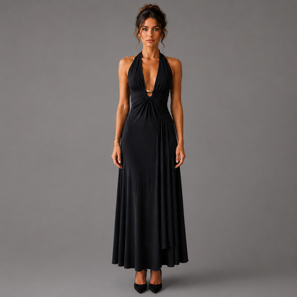 Vestido Sin Hombro y Escote en V
