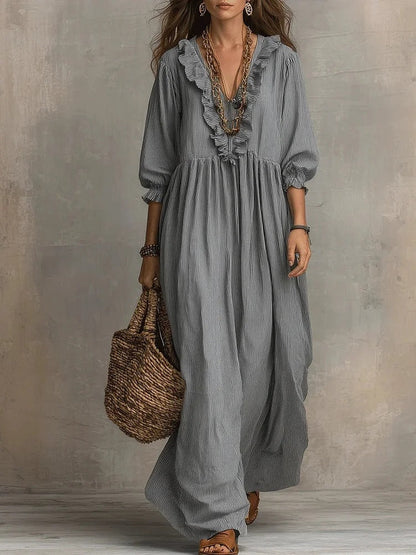 Vestido Vintage | Cuello en V y Cintura Alta