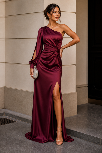 Vestido largo de un hombro