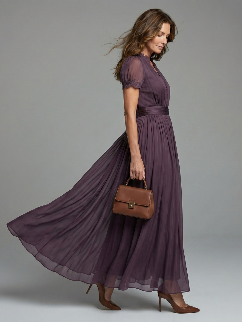 Vestido con cintura fruncida y escote gota