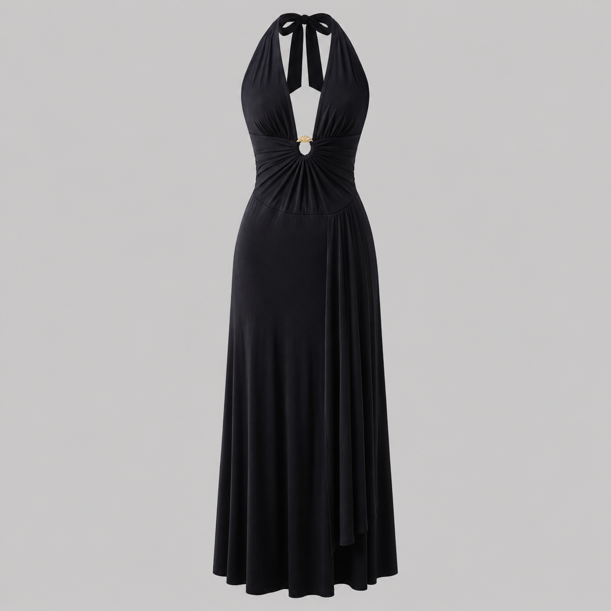 Vestido Sin Hombro y Escote en V