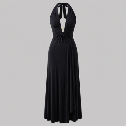 Vestido Sin Hombro y Escote en V