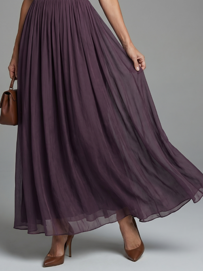Vestido con cintura fruncida y escote gota