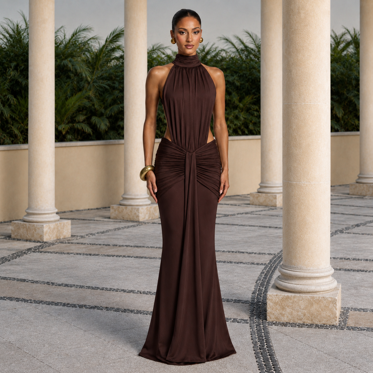 Vestido de elegancia con espalda descubierta