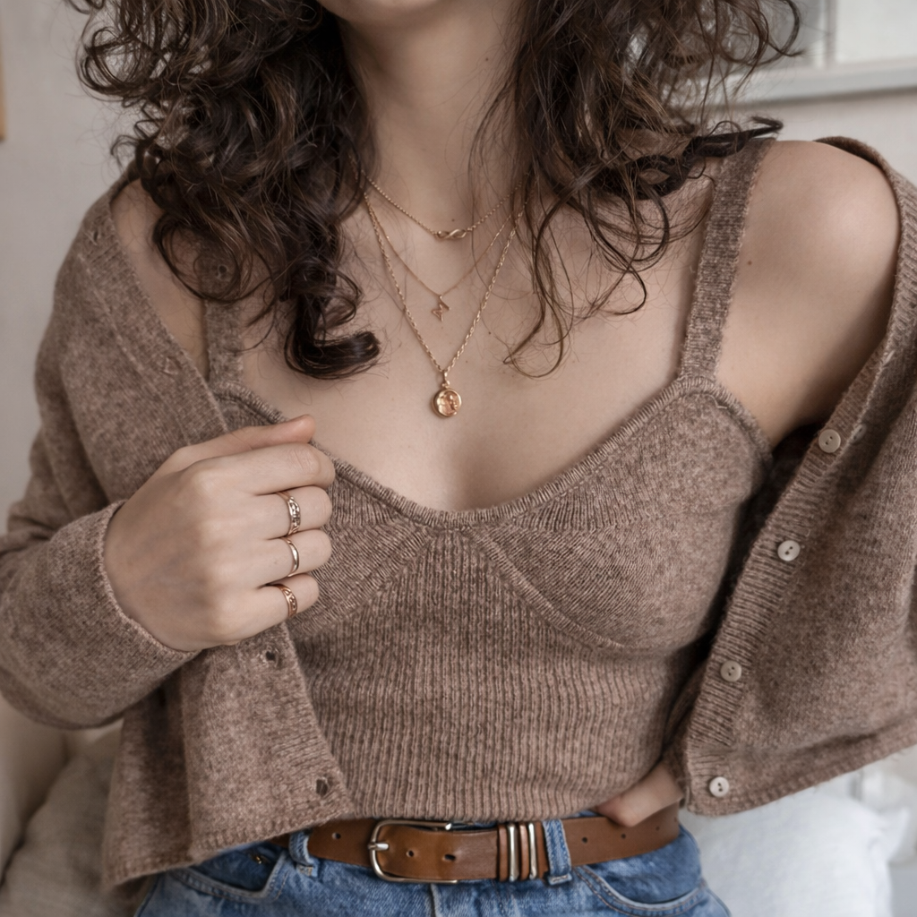 Conjunto de Punto Cardigan o Top