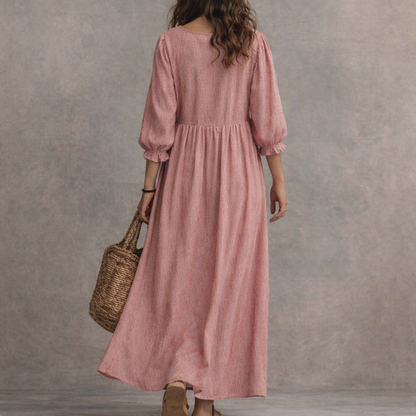 Vestido Vintage | Cuello en V y Cintura Alta