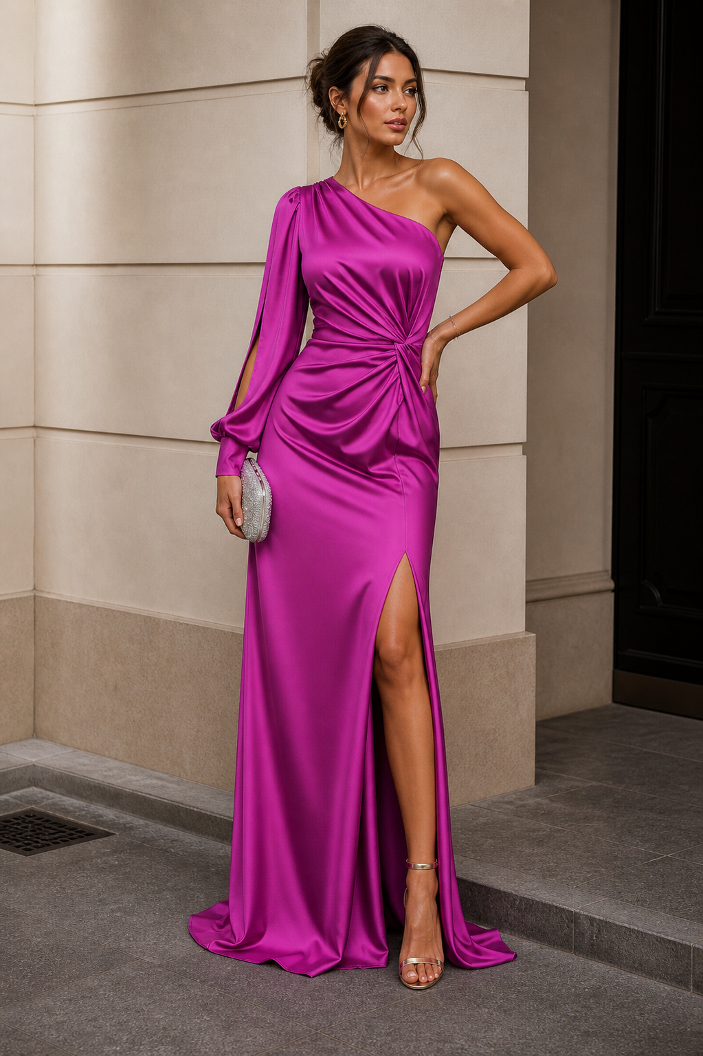 Vestido largo de un hombro