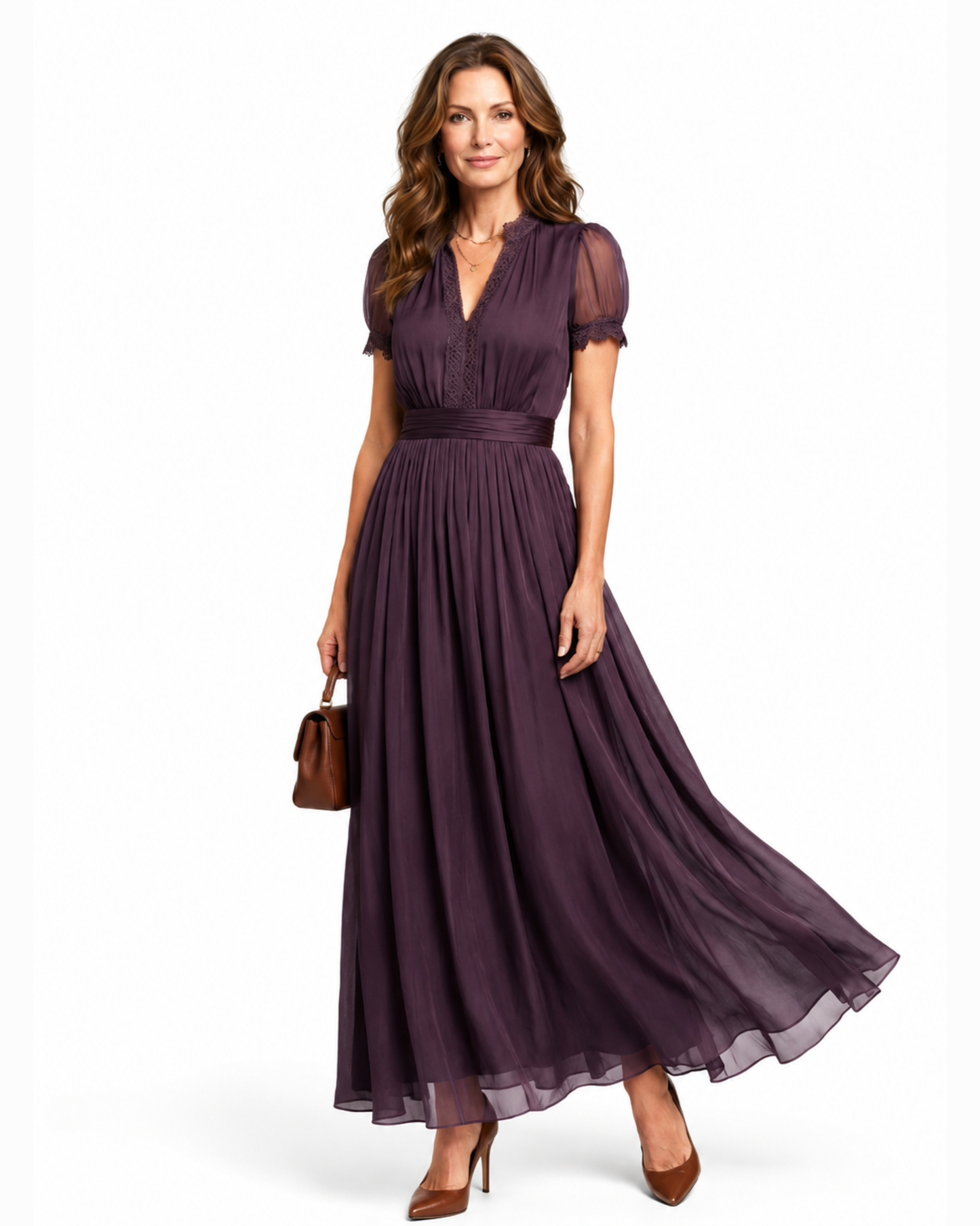 Vestido con cintura fruncida y escote gota