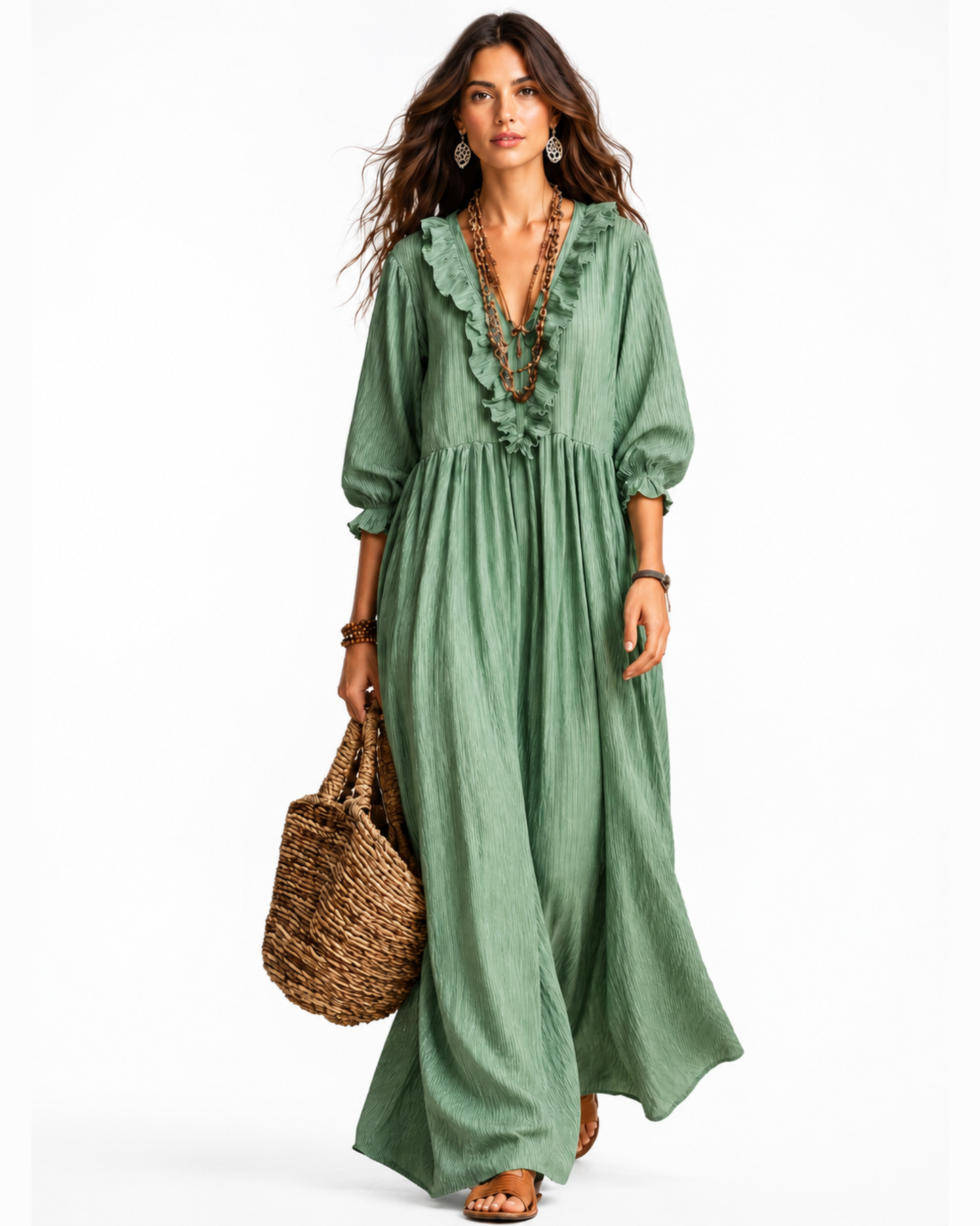 Vestido Vintage | Cuello en V y Cintura Alta
