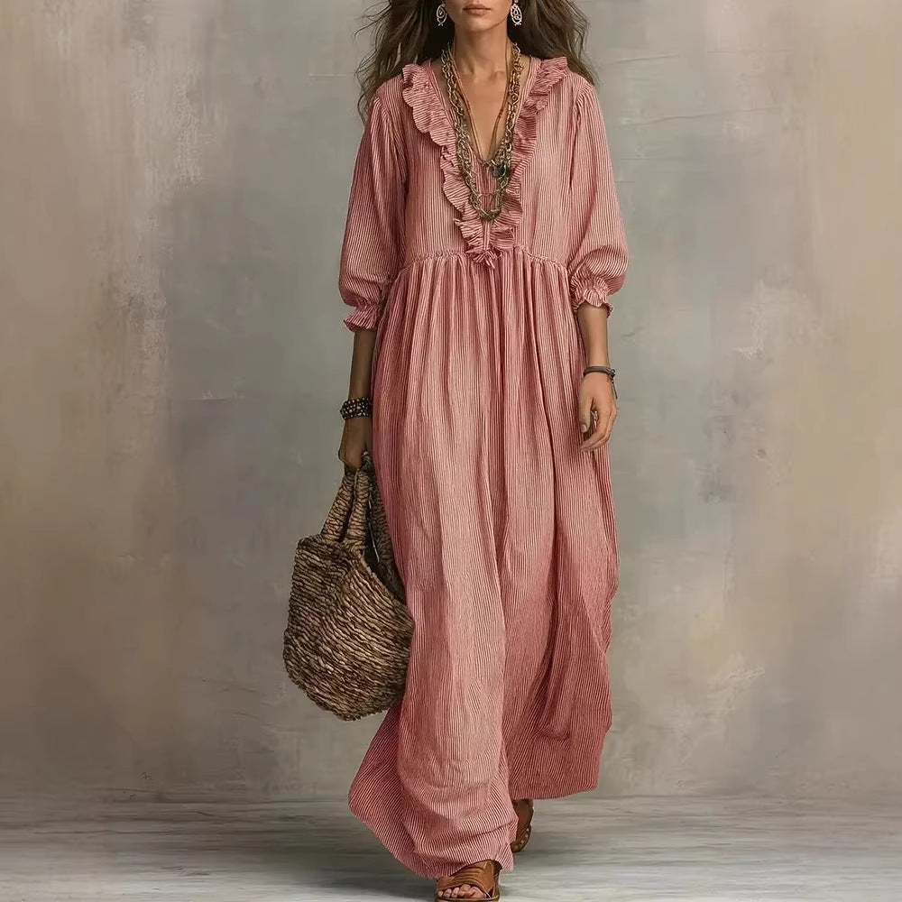 Vestido Vintage | Cuello en V y Cintura Alta