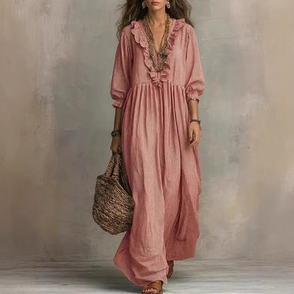 Vestido Vintage | Cuello en V y Cintura Alta