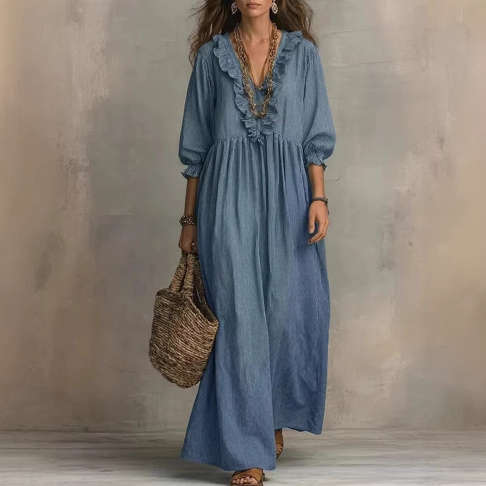Vestido Vintage | Cuello en V y Cintura Alta