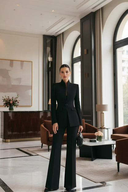 Conjunto de blazer y pantalones palazzo
