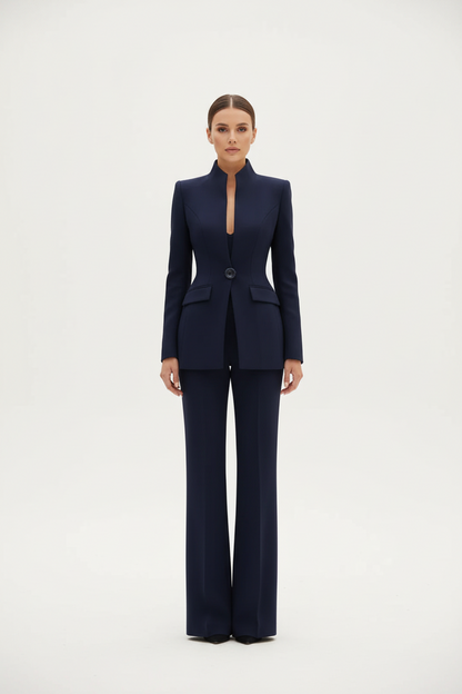 Conjunto de blazer y pantalones palazzo