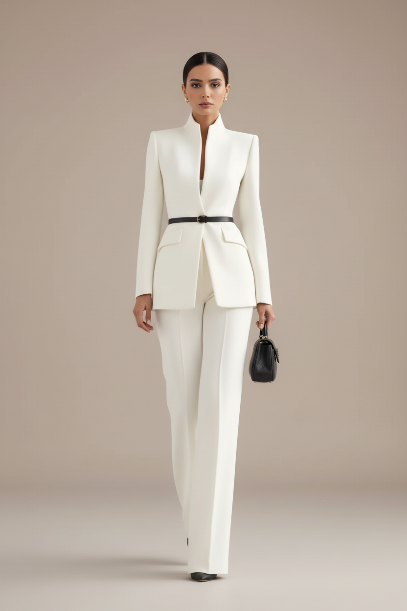 Conjunto de blazer y pantalones palazzo