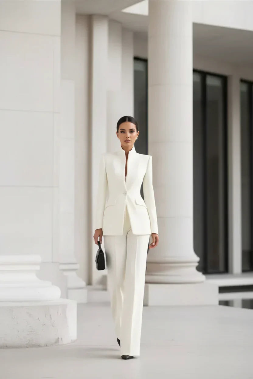 Conjunto de blazer y pantalones palazzo