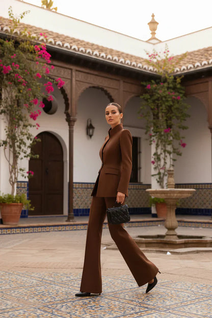 Conjunto de blazer y pantalones palazzo