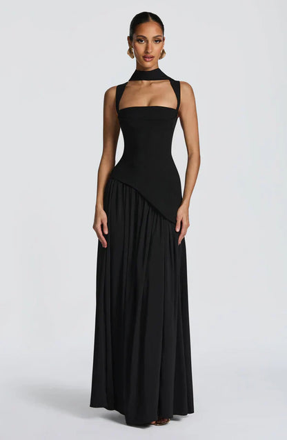 Vestido largo con efecto lacado