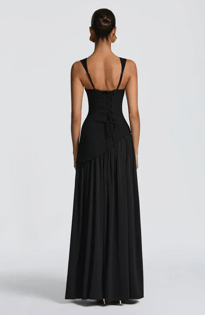 Vestido largo con efecto lacado