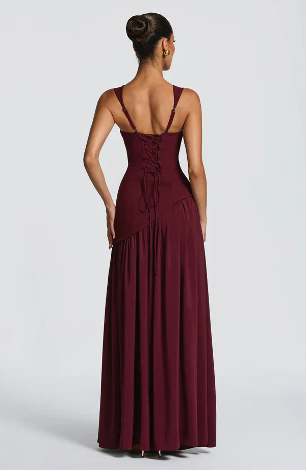 Vestido largo con efecto lacado