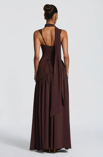 Vestido largo con efecto lacado